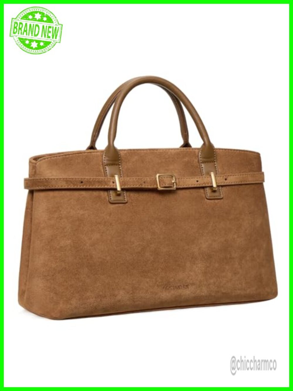 Vegan Leather Satchel Tote Bag Structured Work Purse Crossbody